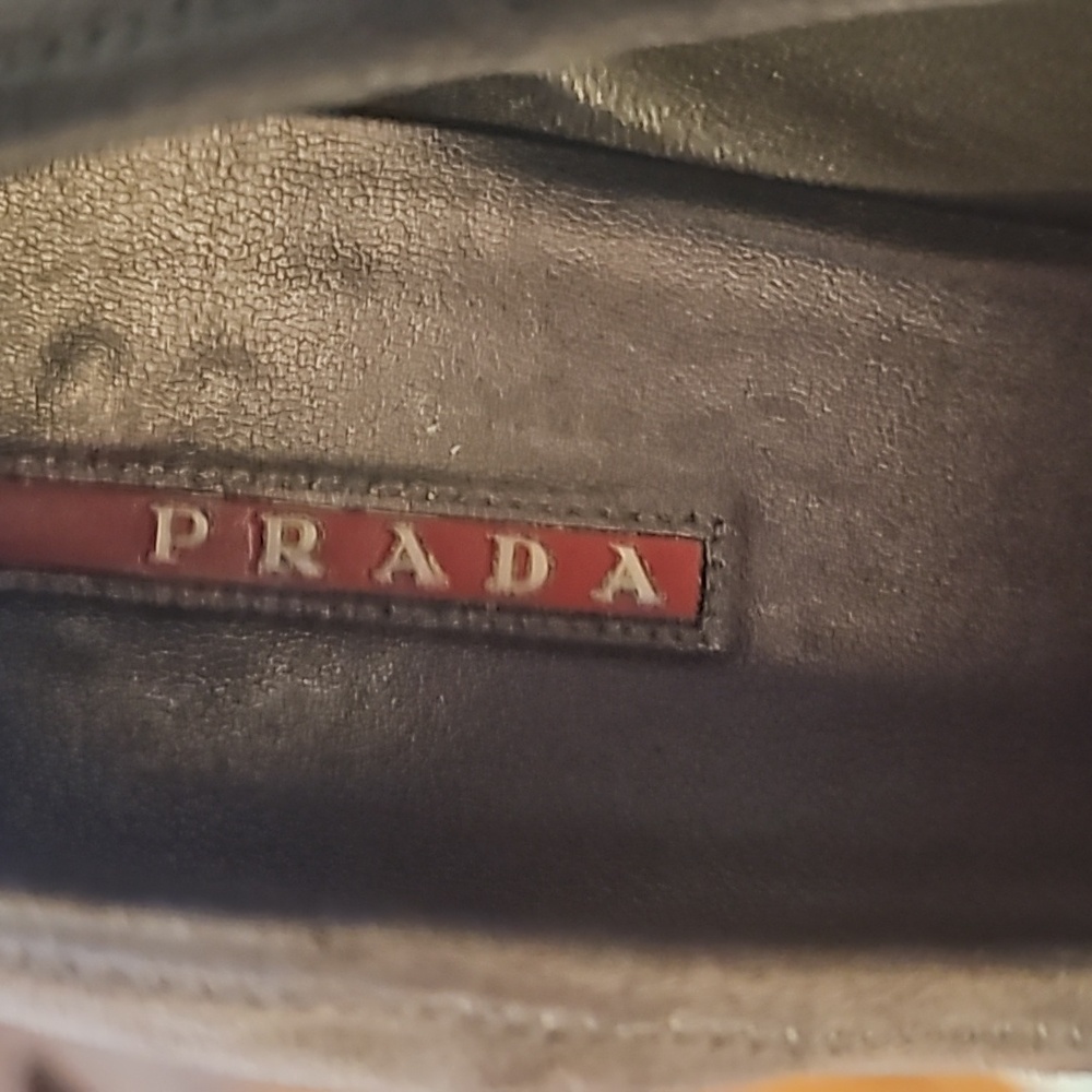 Authentic Vintage Prada Square Toe Kitten Heels - Taupe / Mushroom Suede - Picture 3 of 8